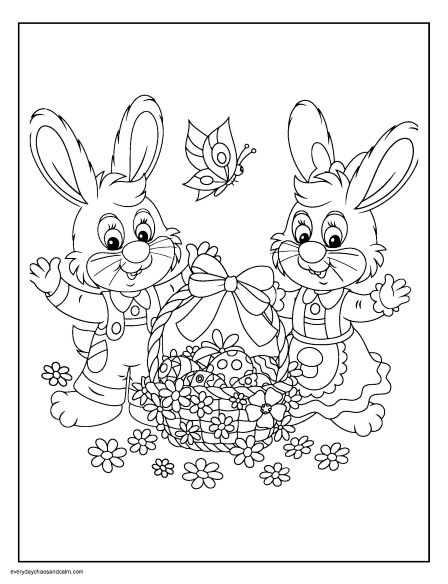 Boy and Girl Easter Bunny Coloring Page